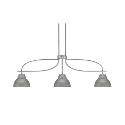 Luminaire pour îlot de cuisine 3 lumières Cavella au fini graphite avec abat-jour en métal à double bulles de graphite de 7 po