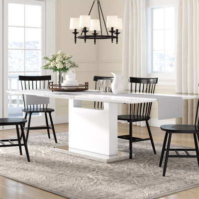 Elodie 71" to 94.5" Extendable White Dining Table 