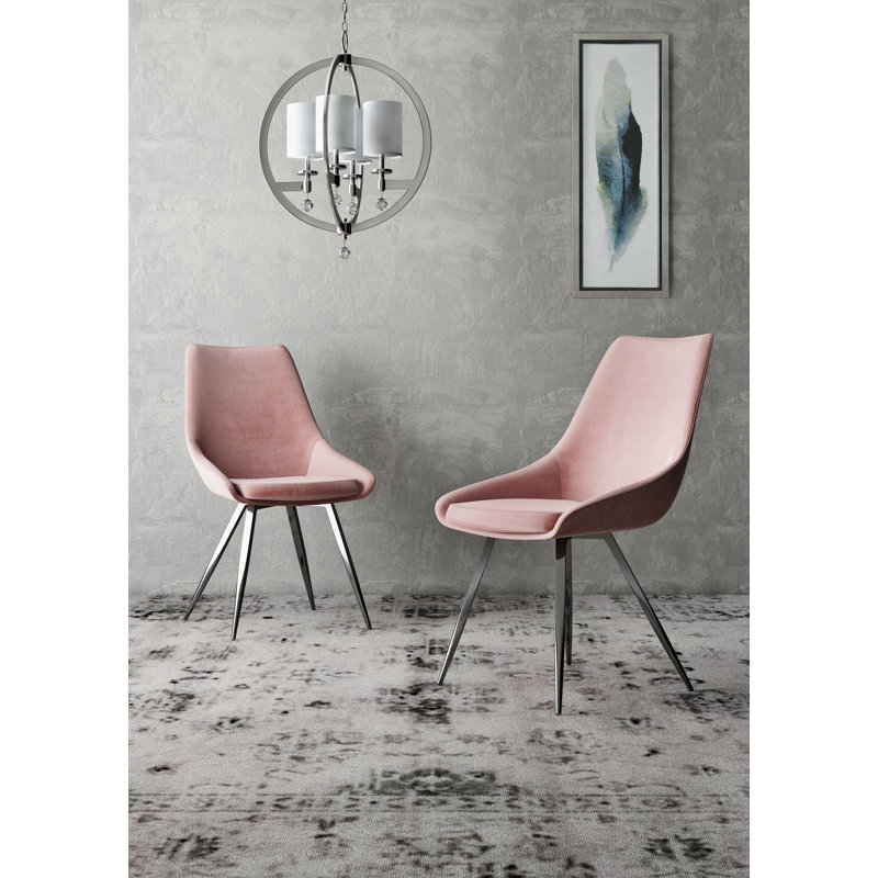Anaias Velvet Upholstered Side Chair, Pink