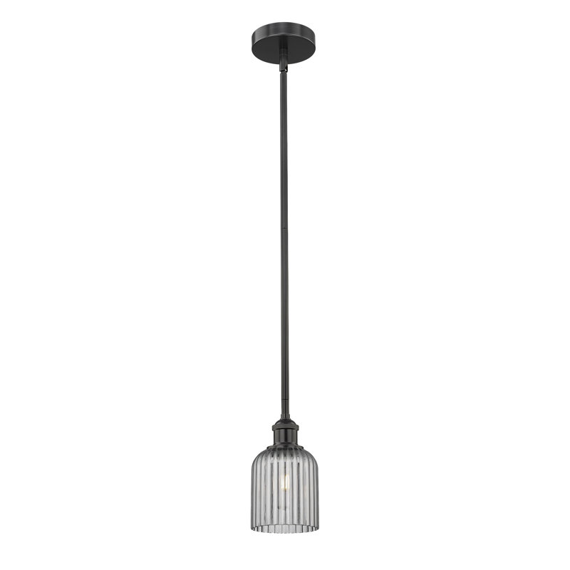 Luminaire suspendu 1 lumière Aalina, Nickel poli, Gris fumée