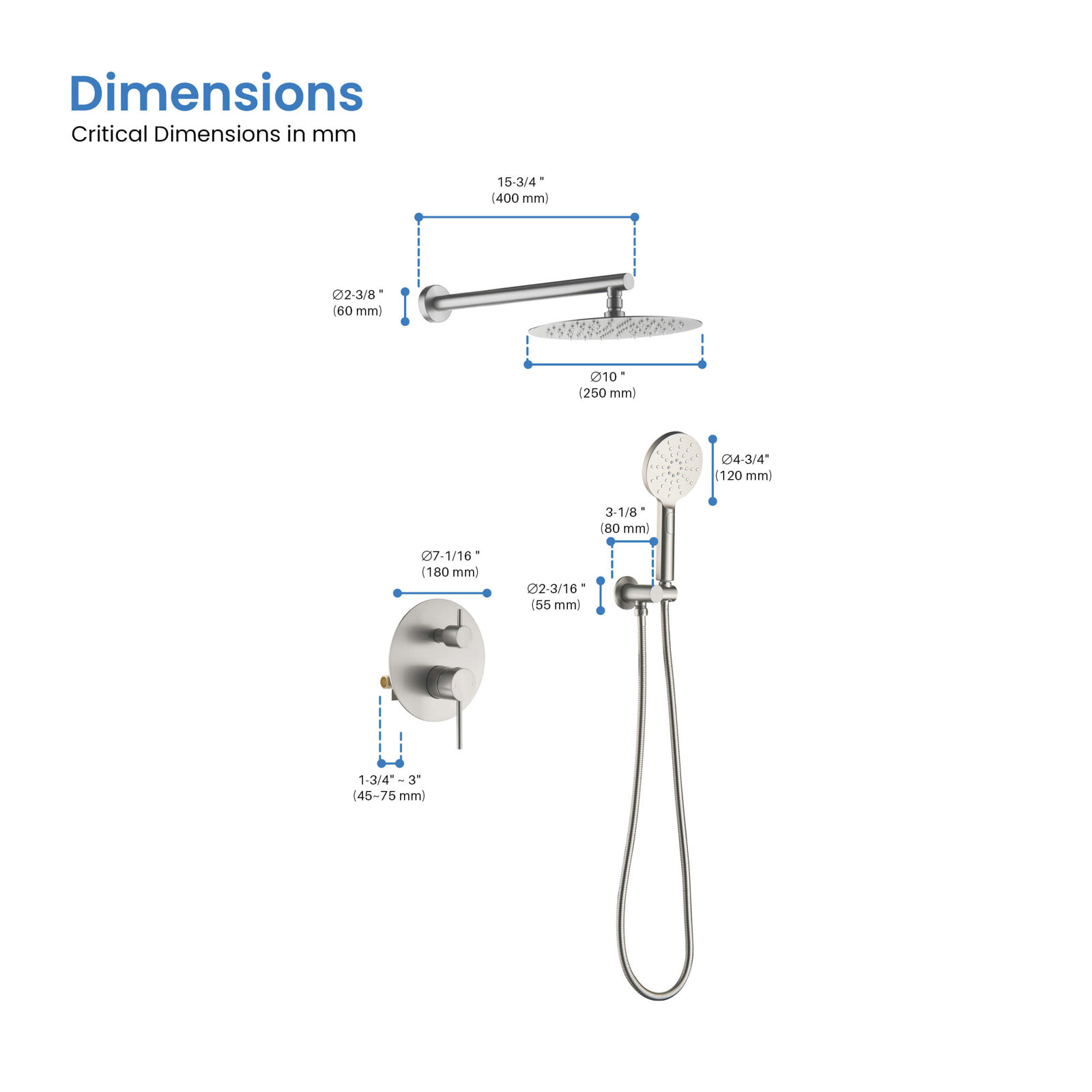 Circular Shower Faucet with Rough-in Valve, Brushed Nickel