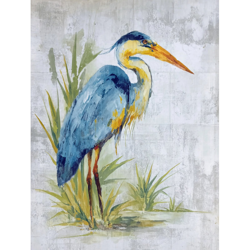 Shoreline Heron, art mural sur toile tendue, H 24 po x l 16 po