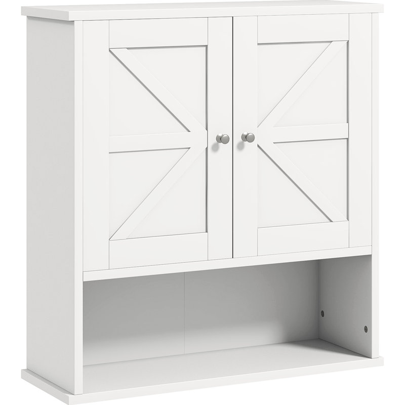 Armoire de salle de bain - murale, chic avec tablette spacieuse, unité de rangement blanche, structure de tablette réglable