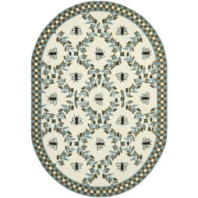 Hollander Floral Handmade Tufted Wool Ivory Area Rug