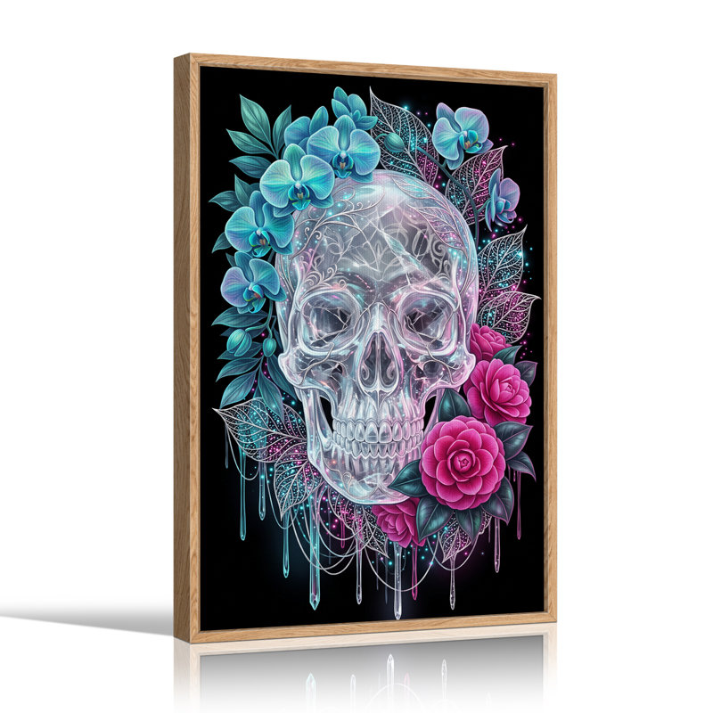 Art mural sur toile translucide avec lumières orchidées bleues et Halloween, H 48 po x l 36 po
