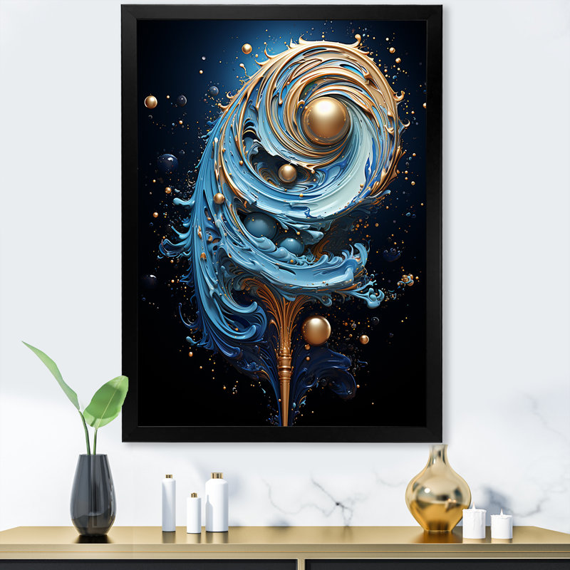 Nébuleuse blanche et bleue, H 32 po x l 16 po x P 1 po, Cadre simple noir
