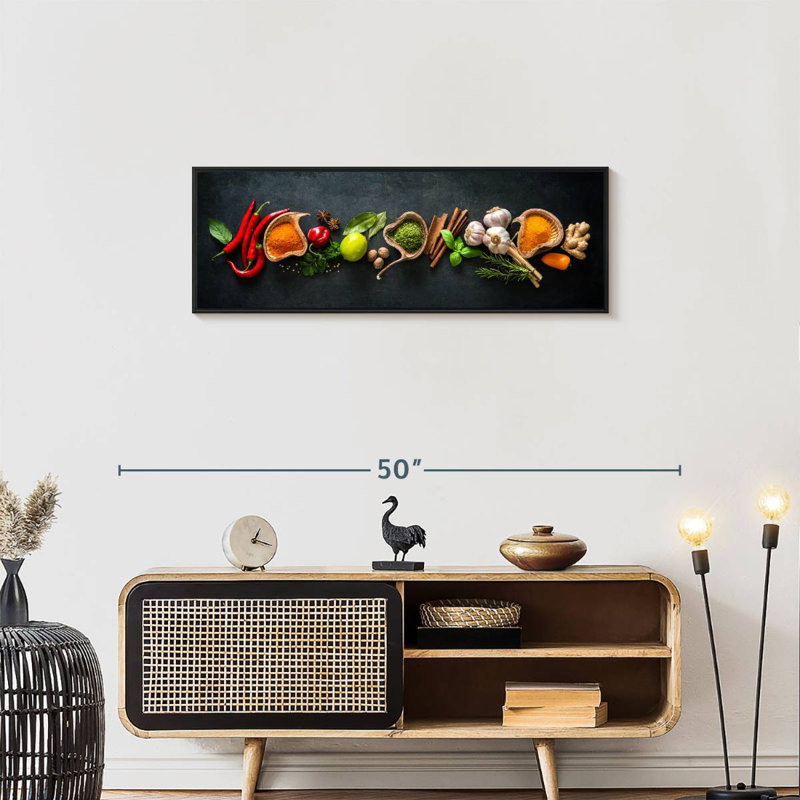Épices pour cuisiner, 37 po x 13 po, Cadre flottant noir