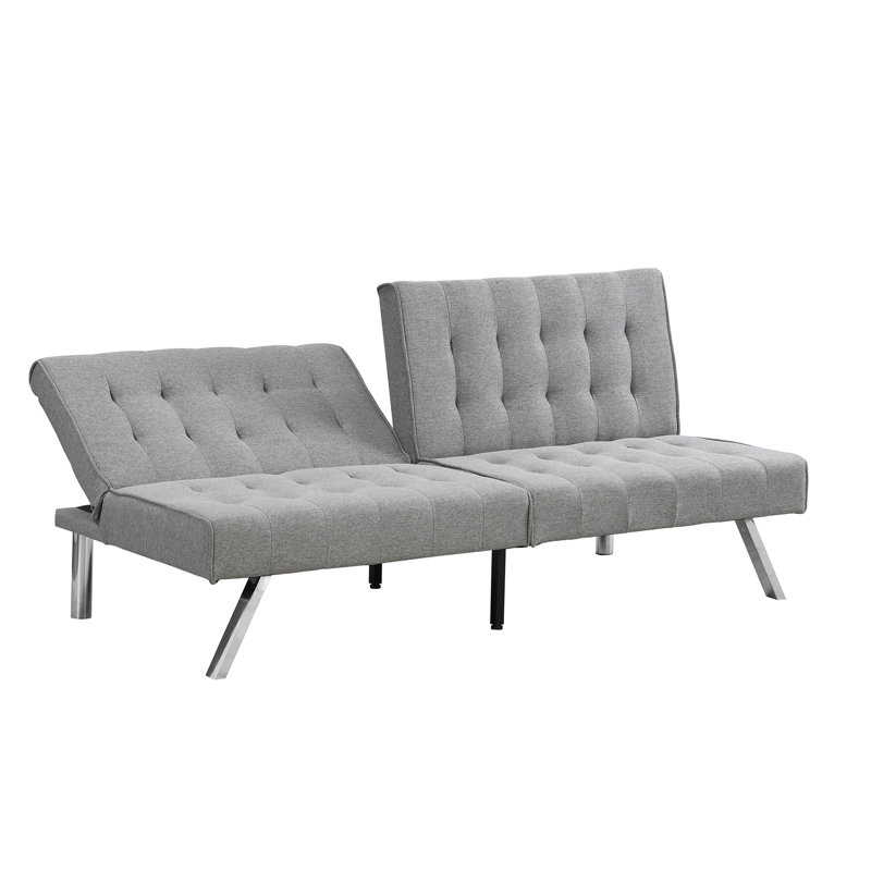 WOOD FRAME, STAINLESS LEG, FUTON, SOFA BED GREY, Light Gray