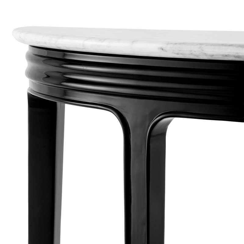 Console Table Rochefort piano black finish white carrera marble