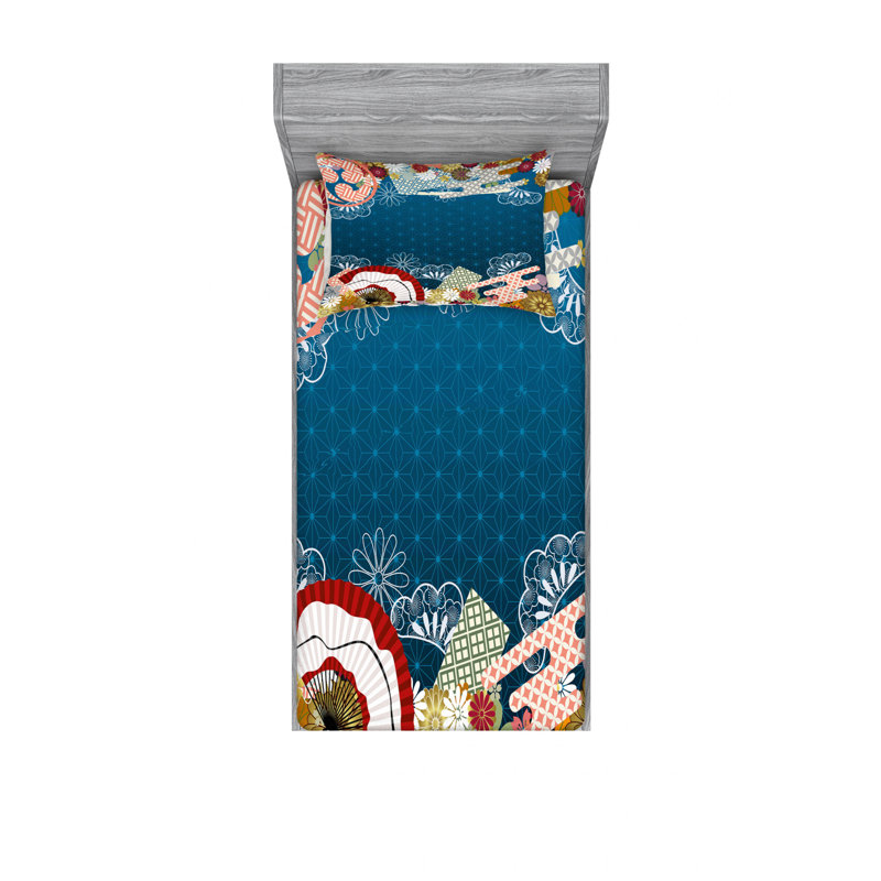 Ensemble de draps géométriques japonais, Ensemble de draps pour lit simple TG avec drap-hou