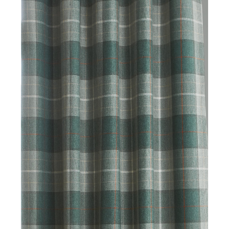 Alfriston Check Blackout Curtain Pair, Green, 223 W x 183 D cm