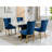 High Blue Velvet Upholstered Dining Chairs, Of 2, With Golden Stainless Steel Plating Legs, Solid Wood Construction And Magnetic Nailhead Trim Exquisite-857982687-857982682