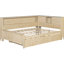 Lit de jour en bois pleine grandeur avec lit gigogne et tablettes de rangement en lait blanc antique - Fabrication solide, tablettes, décor, style