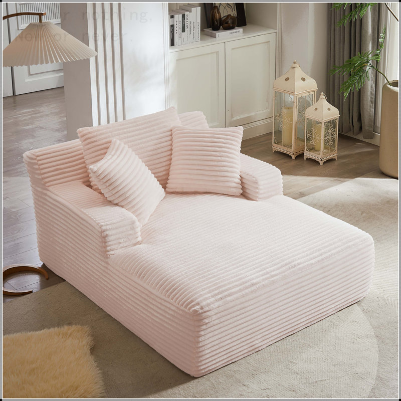 Méridienne surdimensionnée en velours côtelé pour l'intérieur, Rose