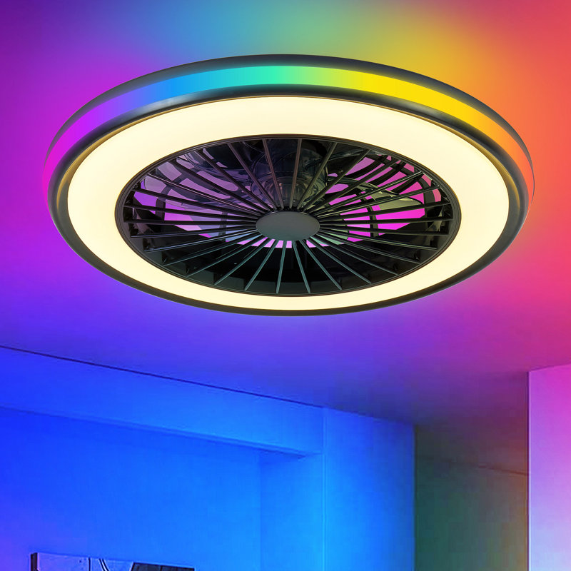 Plafonnier moderne à DEL avec ventilateur, ventilateurs de plafond RVB, lumière à intensité variable pour le salon, la chambre à coucher, le bureau, 3000-4500-6000 K (et RVB)