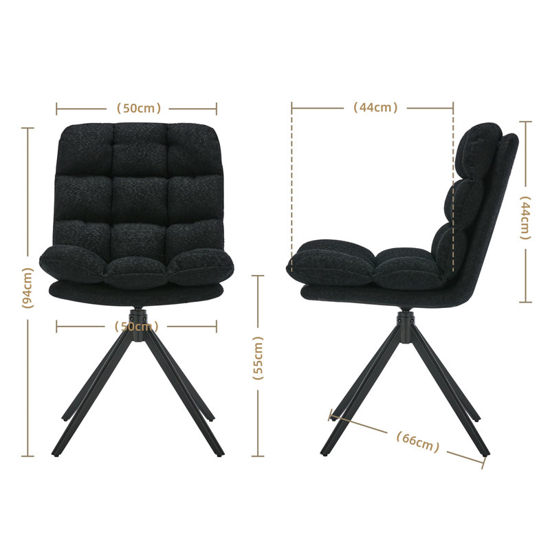 Gennadiy 55cm H Polyesterfaser Upholstered Metal Side Chair, Black