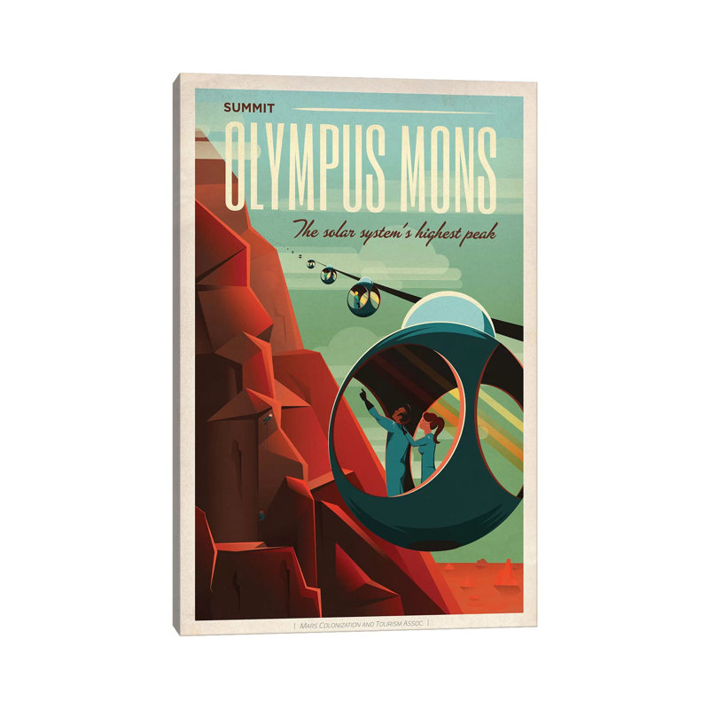 Olympus Mons Space Travel Poster by SpaceX - Print on Canvas, 101.6 cm H x 66.04 cm W x 1.91 cm D, Wrapped Canvas