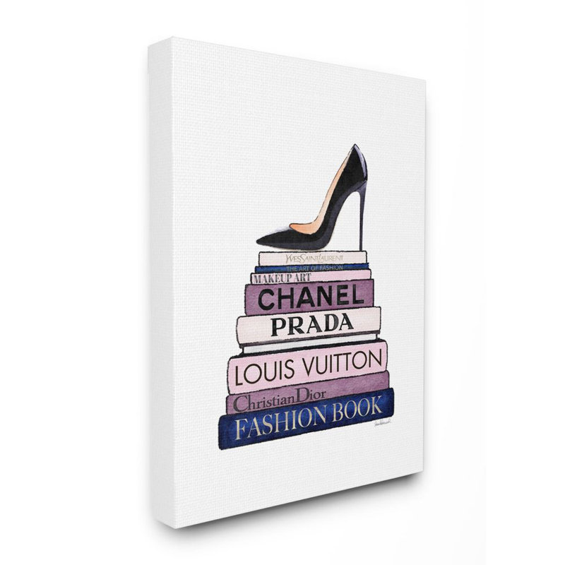 « mode stylisé chaussures bookstack blue purple », impression, H 20 po x l 16 po x P 1,5 po, Toile tendue