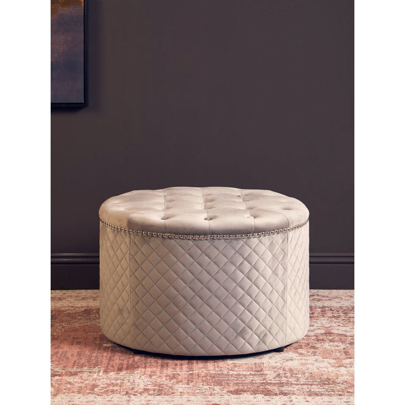 68cm Wide Velvet Standard Ottoman, Grey