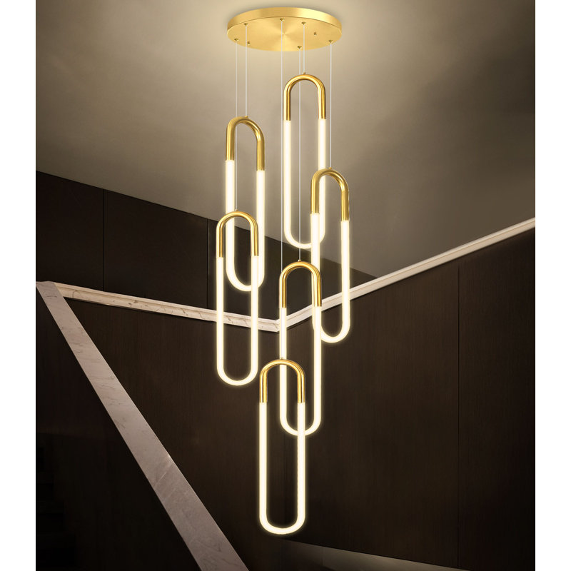 118" Modern Led Dimmable Chandelier 6-ring Black, Gold