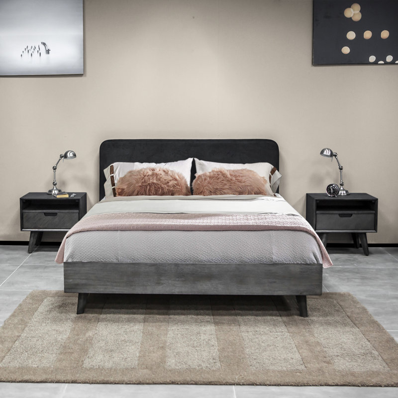 Ensemble de chambre avec lit plateforme 3 pièces Johna, Grand