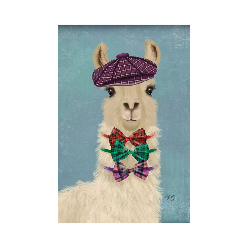 «Llama Dapper» par Fab Funky - impression d'art graphique, Aucun mat, H 26 po x l 18 po x 1,5 po, Toile tendue