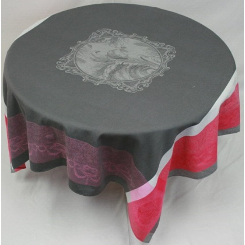 Barocos Tablecloth, 65" L x 65" W, Dark Gray