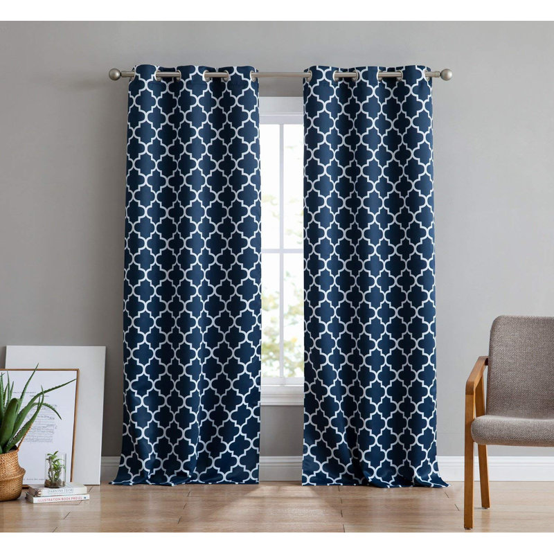 Alexuis Blackout Curtain Pair, Navy Blue, 37" W x 96" L