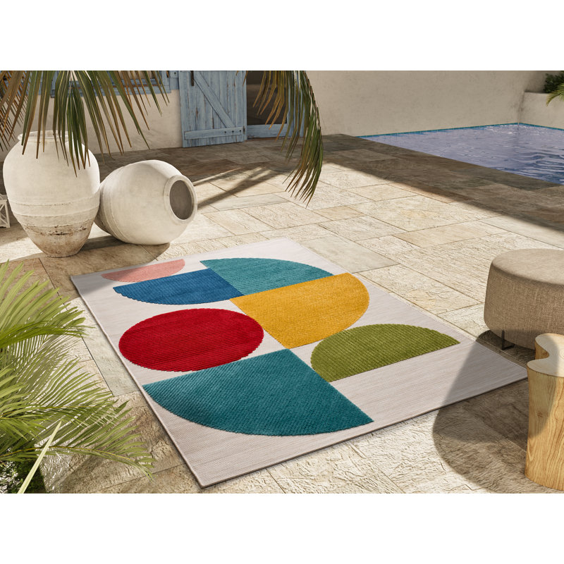 Chrystina Geometric Shapes Flatweave Indoor / Outdoor Area Rug, Rectangle 160 x 230cm