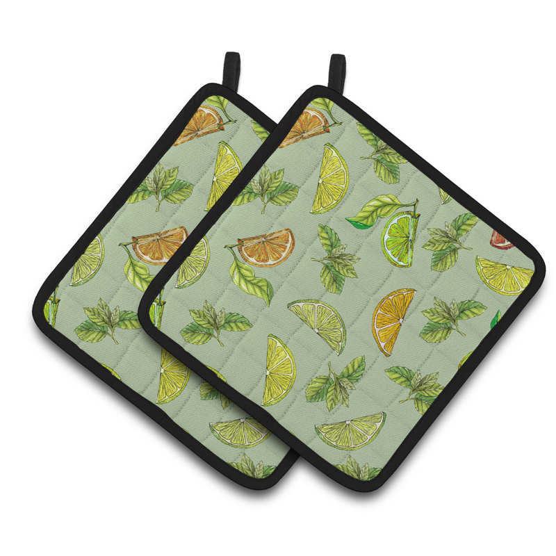 Cuisinier poignée citrons, limes et oranges de caroline, Vert clair