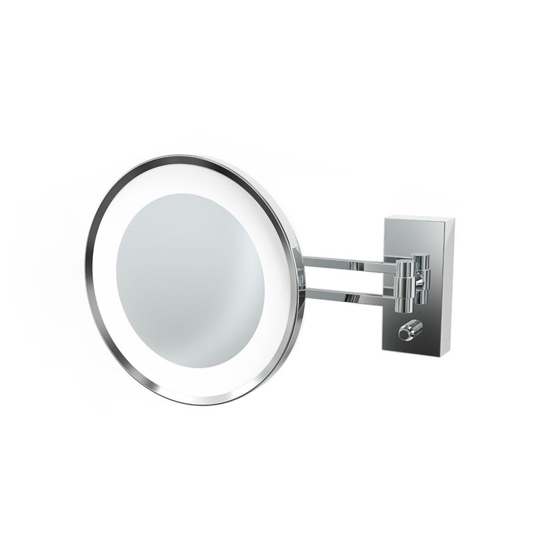 Spiegel Metal Lighted Wall Mirror, Polished Chrome