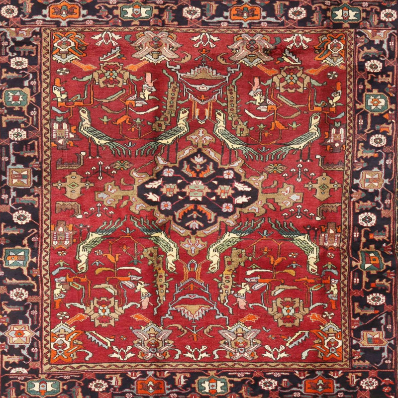 Tapis oriental rouge / noir / vert Breck, Rond 6 pi