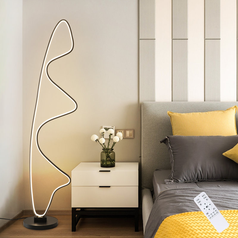 Kimarie 66.92" Modern Black Dimmable LED Novelty Floor Lamp