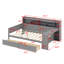 Lit de jour moderne en bois avec tablettes, deux tiroirs et bureau-128930541