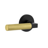 Circolo Hammered Texture Satin Black Rosette with Satin Brass Contempo Smooth Lever