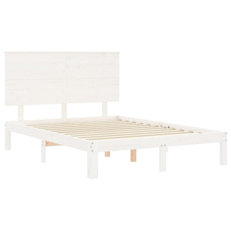 Bed Frame with Headboard, White, European Double (140 x 200cm)