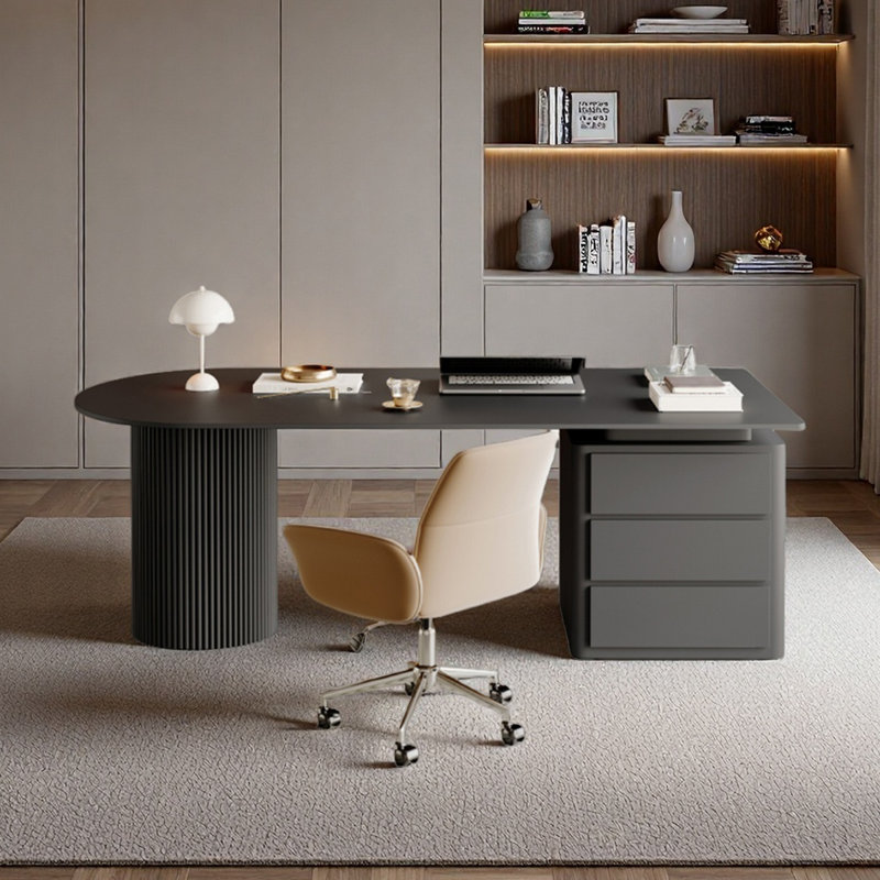 Bureau en granit - Bureau avec tiroirs, H 29,53 po x l 62,99 po x P 31,5 po