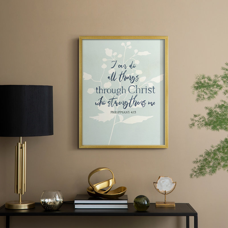 «I Can Do All Things», reproduction encadrée - bois massif, H 15 po x l 12 po, Doré