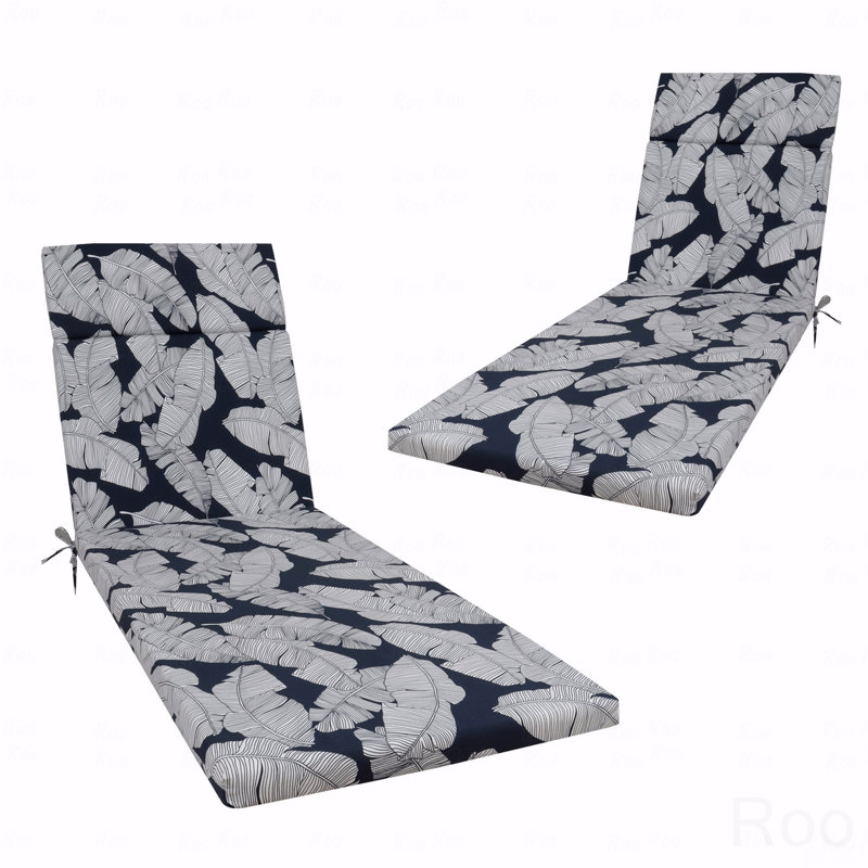 Indoor And Outdoor Chaise Lounge Chair Cushion, Outdoor Furniture Cushion With Ties, Patio Seat Cushion, Blue