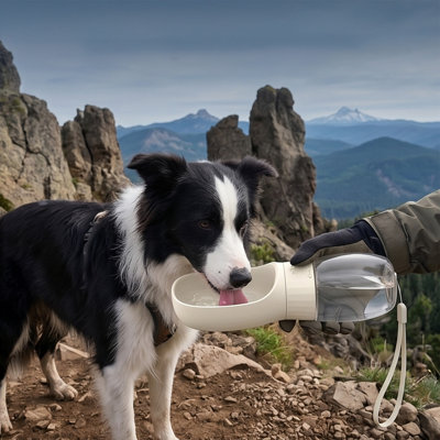 Portable Pet Water Bottle Spill Proof Travel Drinking Cup Outdoor Hiking Hydration, 9.06x2.95x2.76 in, White