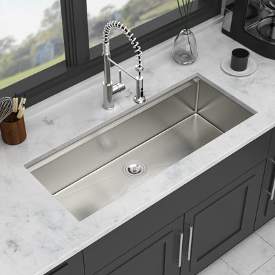 45x19 Inch Deep Single Bowl Undermount Kitchen Sink Of 16 Gauge Stainless Steel, Workstation With Track For Accessories Manipulation, X - Shaped Water Flow Design Quick Removal, R10 Rounded Corner