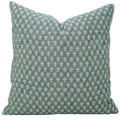 Block Print Handmade Green Throw Pillow Covers 16X16 Inch Stylish Accent Pillows for Indoor Use, Fabdivine Pinkcity