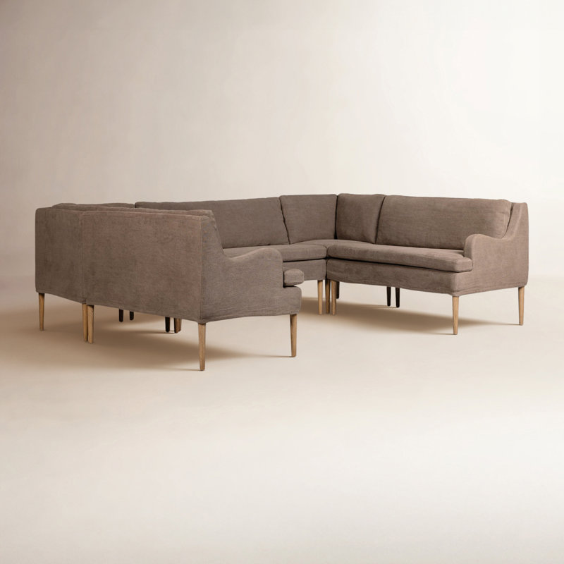 Aurelia 6-Piece Sectional, Broadway Coffee Linen, 34.5" H x 103" W x 76" D