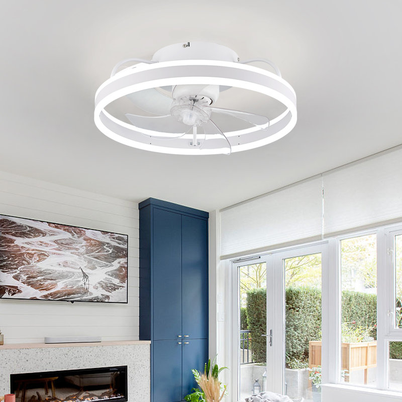 Firebaugh 19.7'' Modern Indoor Living Acrylic LED Ceiling Fan with Remote Control, White
