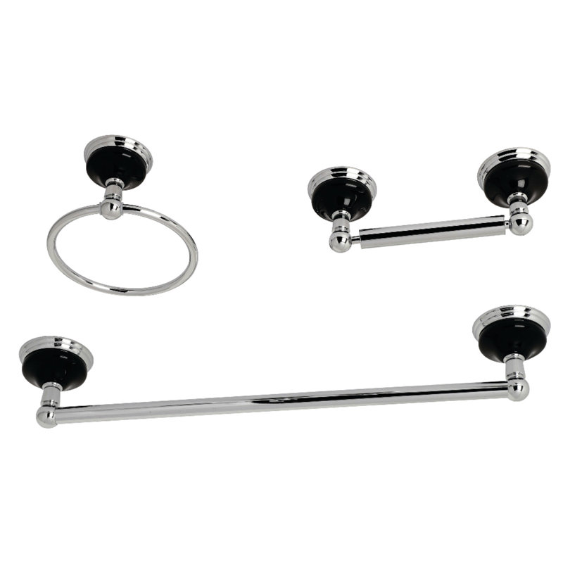 Ensemble de quincaillerie de salle de bain Water Onyx 3 pièces, Chrome poli