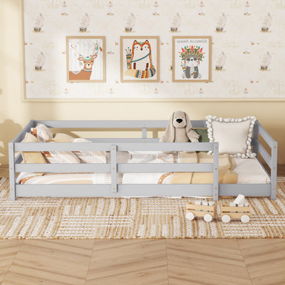 Anna Montessori Floor Bed with Fence & Pine Wood Frame