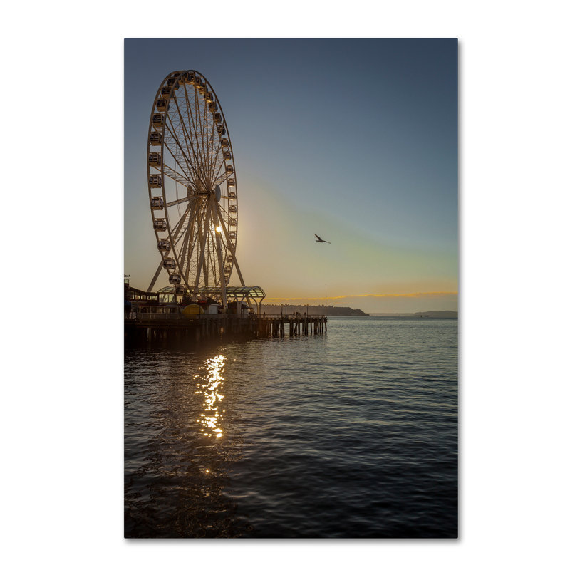 Large Ferris Wheel on Puget Sound Canvas Art