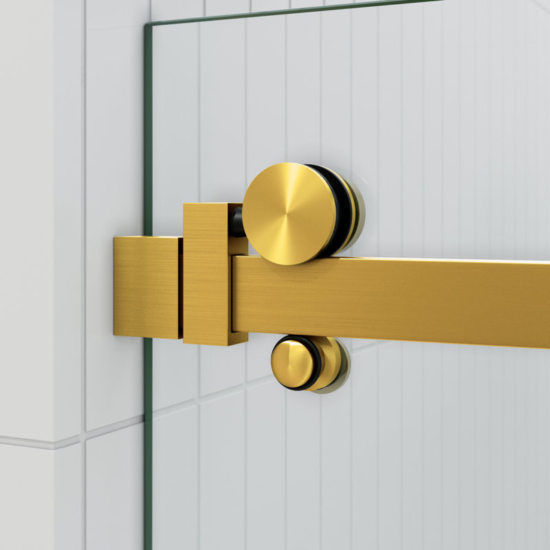 Astro 64 - 68 in. x 78 in. Fully Frameless Glass Sliding Shower Door, Satin Brass