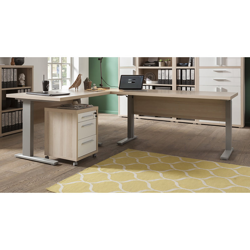 Stampa Adjustable L-Shaped Executive Desk, Brown