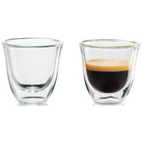 De'Longhi Double Walled Thermo Espresso Glasses, Set of 2, Regular, Clear, 60 milliliters